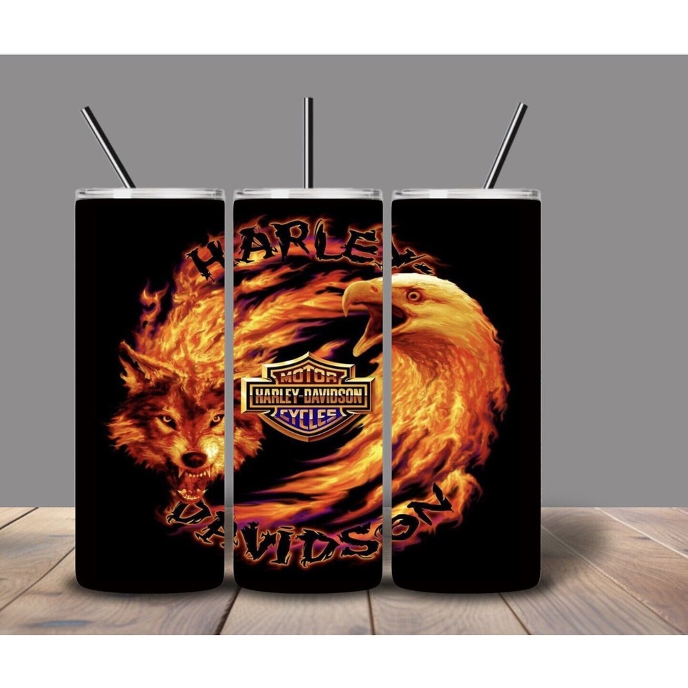 Harley Davidson 20oz tumbler 🔥🔥 With Straw New Many Designs To Pick From!